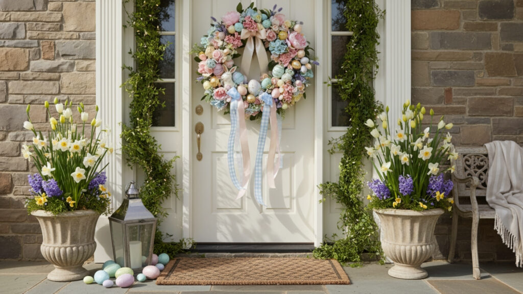 Easter Wreath Outdoor Decoration Ideas for Stylish Seasonal Doors