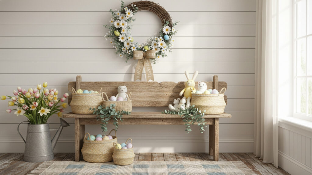 Farmhouse Easter Entryway Decor Ideas for Welcoming Rustic Spaces