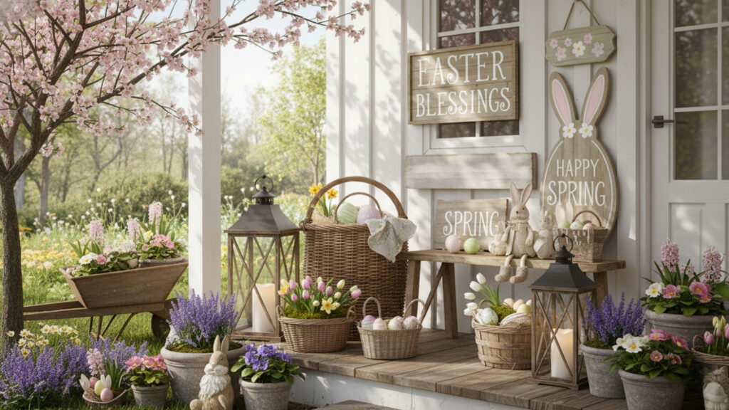 Farmhouse Easter Outdoor Decor Ideas for Rustic Curb Appeal
