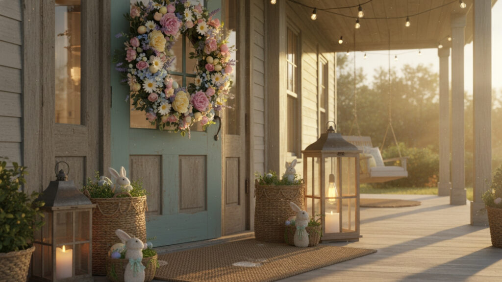 Farmhouse Easter Porch Decor Ideas for Welcoming Rustic Entrances