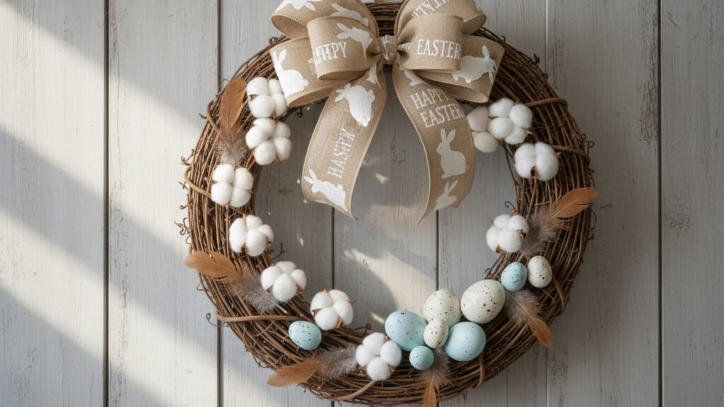 Farmhouse Easter Wreath Decor Ideas for Rustic Door Styling