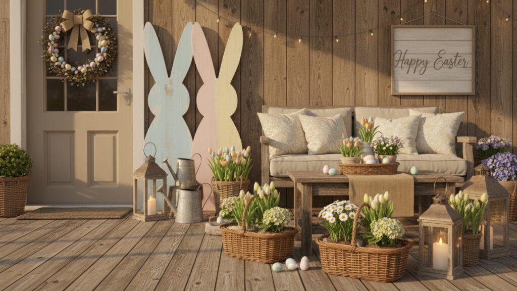 Rustic Easter Outdoor Decoration Ideas for Cozy Farmhouse Appeal