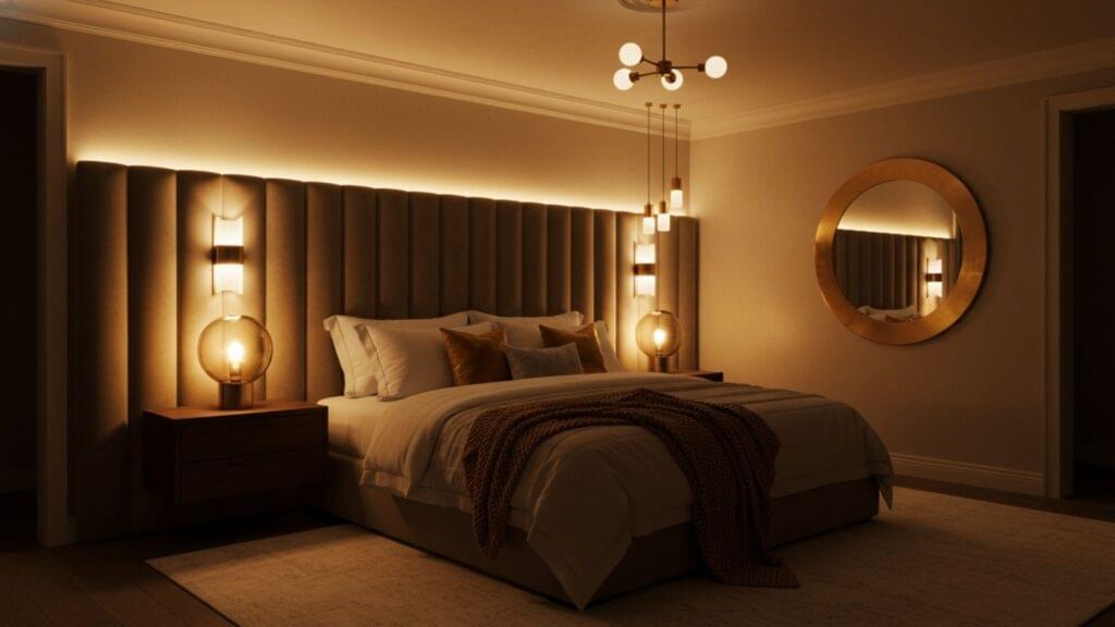 ambient layered lighting modern bedroom designs