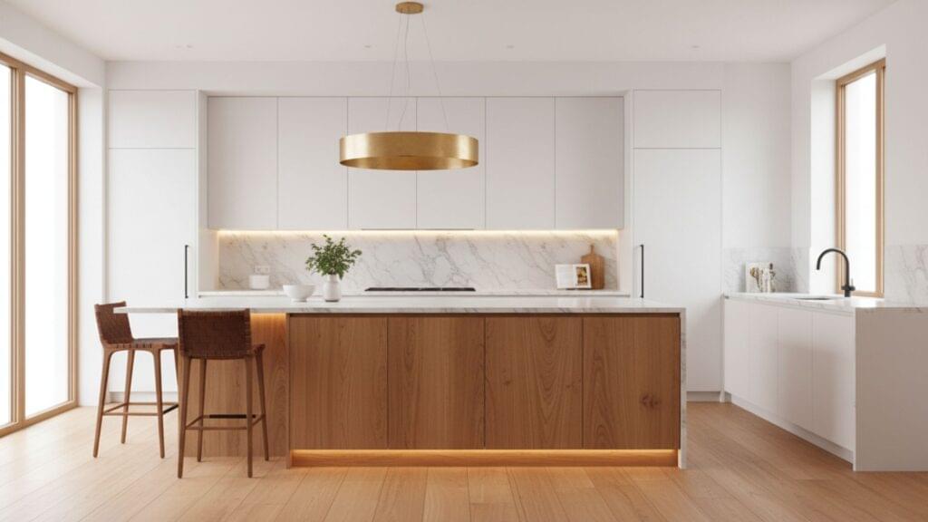 blending natural tones modern kitchen design