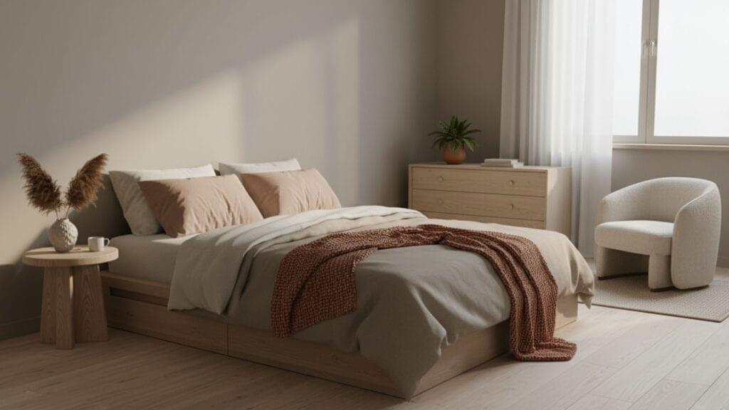warm neutrals earthy tones calming bedroom